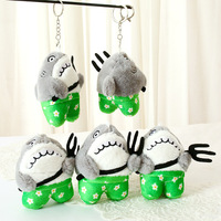 Porte-clés en peluche requin vert floral personnalisable en gros, pendentif de sac en forme de dessin animé animal marin, décoration de porte-clés