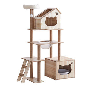 คอนโดแมวไม้สูงหลายชั้นแบบตั้งพื้นถึงเพดาน พร้อมกระบะทราย - Product Image 5