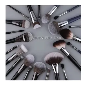 Custom Free Logo Professional Single Wooden Handle Cosmetics Brushes Foundation Concealer Powder Face Eye Make up Brushes Kit