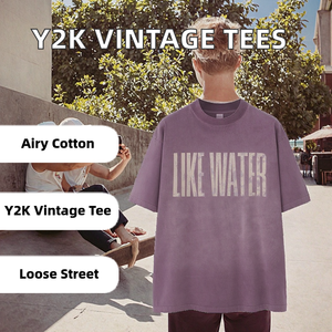 เสื้อยืดคอตตอนถักทรงปกติ Like Water 240 กรัม สำหรับผู้ชาย แขนสั้น คอกลม พิมพ์ลายตัวอักษรด้านหน้า สไตล์ลำลอง - Product Image 2
