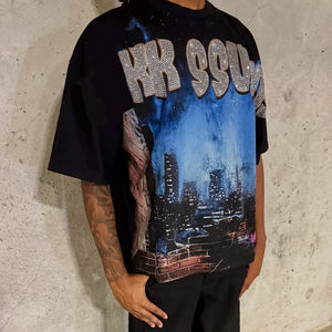 Camisetas de Hombre de Alta Calidad al por Mayor de Fábrica, Estilo Vintage, Impresión DTG, Tejido Grueso, Decoradas con Pedrería, Lavado Ácido - Product Image 3