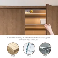 Bande lumineuse LED COB 8 mm sous-meuble avec capteur de porte intelligent pour éclairage décoratif de bibliothèque, vitrine, armoire, placard 1m-
