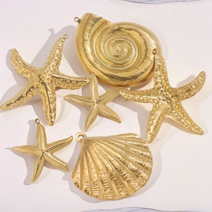Marine Series DIY Necklace Accessories Stainless Steel <strong>Shell</strong> with Gold Plating Big Starfish &amp; Big Conch Pendant Charms - Product Image 4