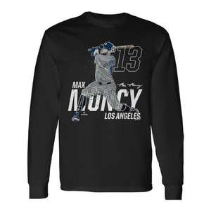 T-shirt à manches longues de baseball Max Muncy Los Angeles, design de maillot MLBPA 13 - Product Image 1