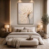 Dekorasi Dinding Kanvas Besar yang Dapat Disesuaikan, Lukisan Kanvas 3D Bertekstur Bunga Modern Abstrak Wabi Sabi Buatan Tangan