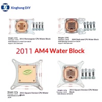Kepala Pendingin Air CPU 2011 AM4 Pelat Pilar Bawah Tembaga Akrilik Transparan Tanpa Kipas CN