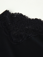 Robe midi décontractée à la mode pour femmes, design asymétrique, manches longues, couleur noire, dentelle