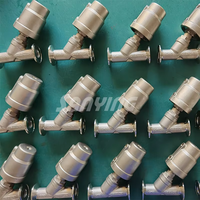 Katup Sudut Tipe Y Pneumatik SS316 dengan Seal PTFE, Rating Temperatur Tinggi, Aktuator Baja Tahan Karat untuk Media Dasar DN15-DN150