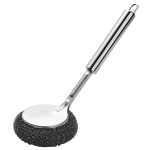 Stainless Steel Long Handle Pot Scrubber With <b>Brush</b> Head For Pots And Pans Cleaning Durable Kitchen Tool - Product Image 1
