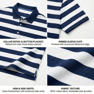 Camisetas Polo de Verano Lisas con Cuello y Rayas a Bajo Precio TKAN984D, Camisetas Personalizadas de Uso Diario, Casuales, 100% Algodón, Talla Grande para Hombre - Product Image 2