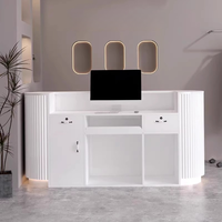 Comptoir de réception de luxe léger en gros, finition laquée brillante, pour consultation d'entreprise, salon de beauté et onglerie