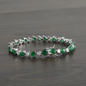 Bracelet tennis coloré en forme de cœur pour couple, en cuivre incrusté de zircon, bracelet tennis d'amour, collier Tanjing Fashion Lijing - Product Image 3