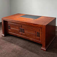 Bureau de direction modulaire en bois massif de haute qualité, directement de l'usine, bureau de patron sculpté traditionnel de luxe avec gestion des câbles, bureau de PDG