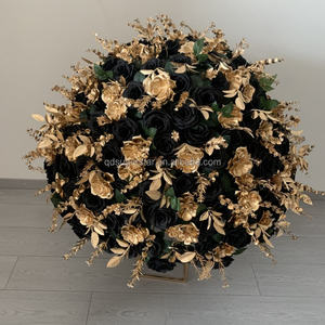 Centros de mesa de flores para decoración de boda personalizados de gama alta, tamaño grande, mesa de oro negro, bola de flores rosas - Product Image 5