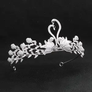 Corona de perlas con diamantes de imitación para novia, tocado de flores de circón, accesorios para el cabello de boda de lujo