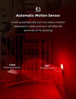 Lampu Malam Sensor Gerak LOHAS Merah, Lampu Malam Plug-in untuk Anak-anak, Lampu LED Merah 0.6W dengan Sensor Gerak untuk Kamar Tidur