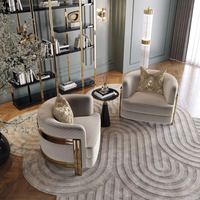 Nouveauté 2026 Fauteuil d'Appoint Luxueux en Velours Avec Acier Inoxydable, Confortable Canapé-Fauteuil de Salon Pour Villa, Maison, Hôtel