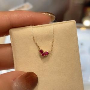 Collar de Plata de Ley S925 con Doble Aro, Diamantes de Colores de Alta Gama y Colgante de Circonio, Accesorio de Moda - Product Image 3