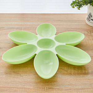 Petal Shaped Cat Bowl Blue Plastic Feeder For Cats With Five Compartments Pet Food And Water Dish - Product Image 3