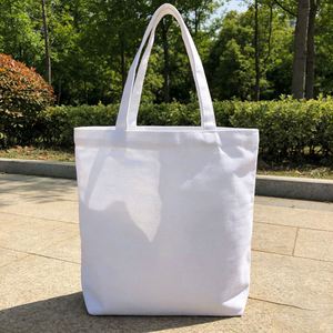 Custom Large <b>White</b> Canvas Tote <b>Bag</b> 100% Cotton with Pocket and Zipper for Convenient Shopping - Product Image 1
