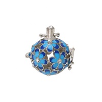 Vente en gros Pendentif Cage Harmonie Grossesse Arôme Collier Diffuseur d'Huile Essentielle Fleur Émail