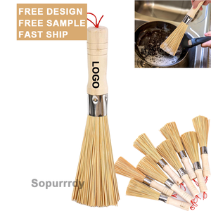 Cepillo de Limpieza de Bambú con Logotipo Personalizado, Cepillo para Wok, Cepillo de Bambú Natural para Limpiar Woks, Cepillo de Bambú para Sartenes y Ollas - Product Image 1