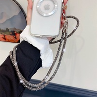 Lanière de téléphone tendance Y2K en chaîne serpent métallique argentée, sangle tour de cou bandoulière pour coque d'iPhone, accessoire de mode