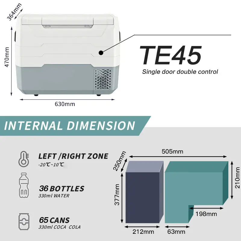 WAYCOOL TE45 40L Fabricant Réfrigérateur Congélateur de camping en gros Réfrigérateur de voiture portable Réfrigérateur dans la voiture