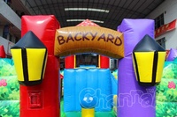Parc de jeux gonflable commercial Jungle Little Bouncy : Toboggan et parcours d'obstacles gonflables pour enfants