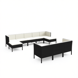 Ensemble de salon de jardin en rotin noir modulaire, meubles d'extérieur élégants, ensemble de jardin 6 places - Product Image 1