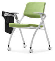 Chaise de formation pliable contemporaine avec tablette d'écriture, roulettes, empilable, pour conférence, salle de classe, bureau, étudiant, en tissu