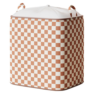 Checkered Drawstring <b>Storage</b> Basket 90L <b>Clothes</b> Organizer Rectangle Washable <b>Storage</b> <b>Box</b> With Lid <b>For</b> Wardrobe Use - Product Image 5