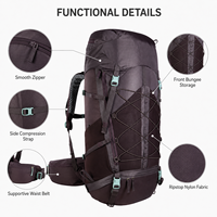 Sac à dos de randonnée et de camping personnalisé 45L, résistant à l'abrasion, respirant, pour sports de plein air