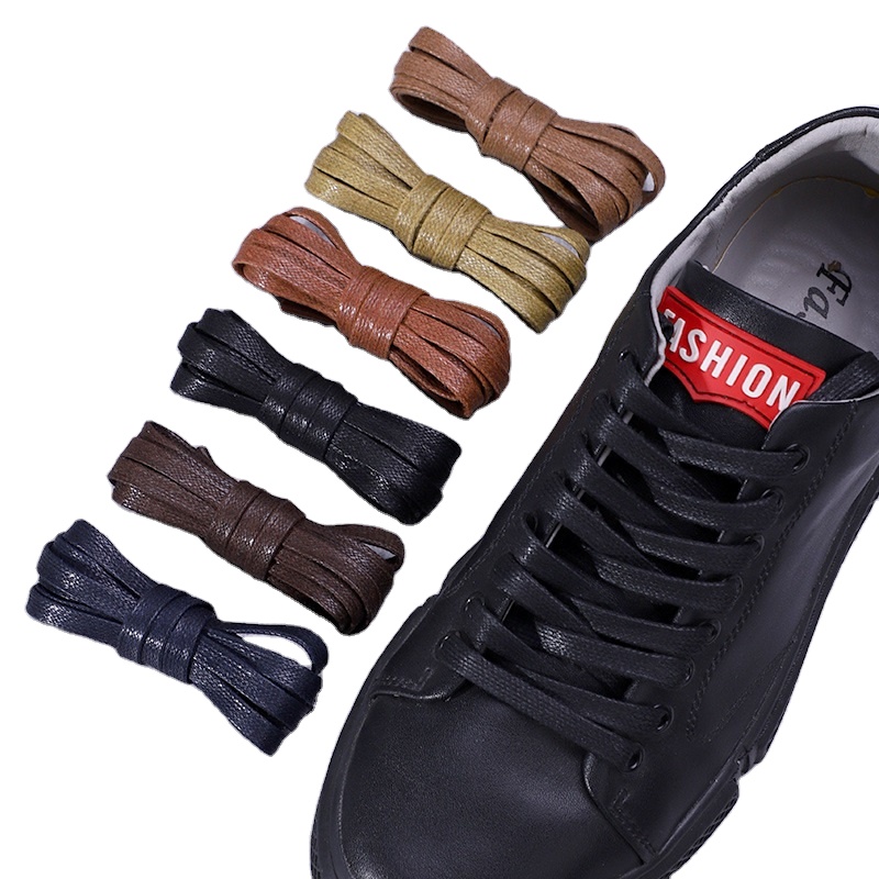 Premium Quality Flat Cotton Shoelaces 7mm Waxed 100% Cotton Shoe Laces for Boots/Leather Shoes/Dress Shoes