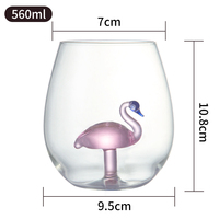 Gelas Kristal 3D BLOTUS 560 Ml Motif Hewan dan Tanaman untuk Kopi, Cokelat, Cappuccino, Penggunaan di Kantor, Pesta, Hadiah, Air, Teh