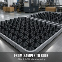 Ventouse en caoutchouc en forme de cloche avec tige creuse et rebord d'étanchéité roulé pour machines industrielles et verre