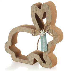 Wooden Easter Bunny Decorative Stand Hollow Rabbit Ornament Set For Indoor Table Decoration MDF Material 2 Piece - Product Image 4