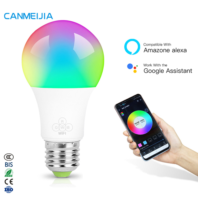 E27 A60 9W 110V Lamp Music Lamp Remote Controller Alexa Dimmable RGB Color Inteligente Wifi Led Light Smart Bulb,Smart Light