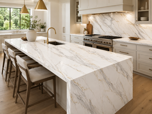 UNION STONE Calacatta Silver Aura, Losa de Cuarzo Artificial Impresa, Super Jumbo, Ecológica, Diseño Moderno, para Encimeras de Cocina - Product Image 4