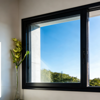 Fenêtres coulissantes modernes en aluminium à cadre fin, verre dépoli, fermeture douce, gain de place, pour projets immobiliers