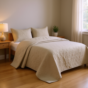 Juego de Edredón Reversible Color Caqui, Tamaño Individual/Extra Grande, 3 Piezas, Ropa de Cama para Todas las Temporadas, Diseño Sólido Acolchado - Product Image 2