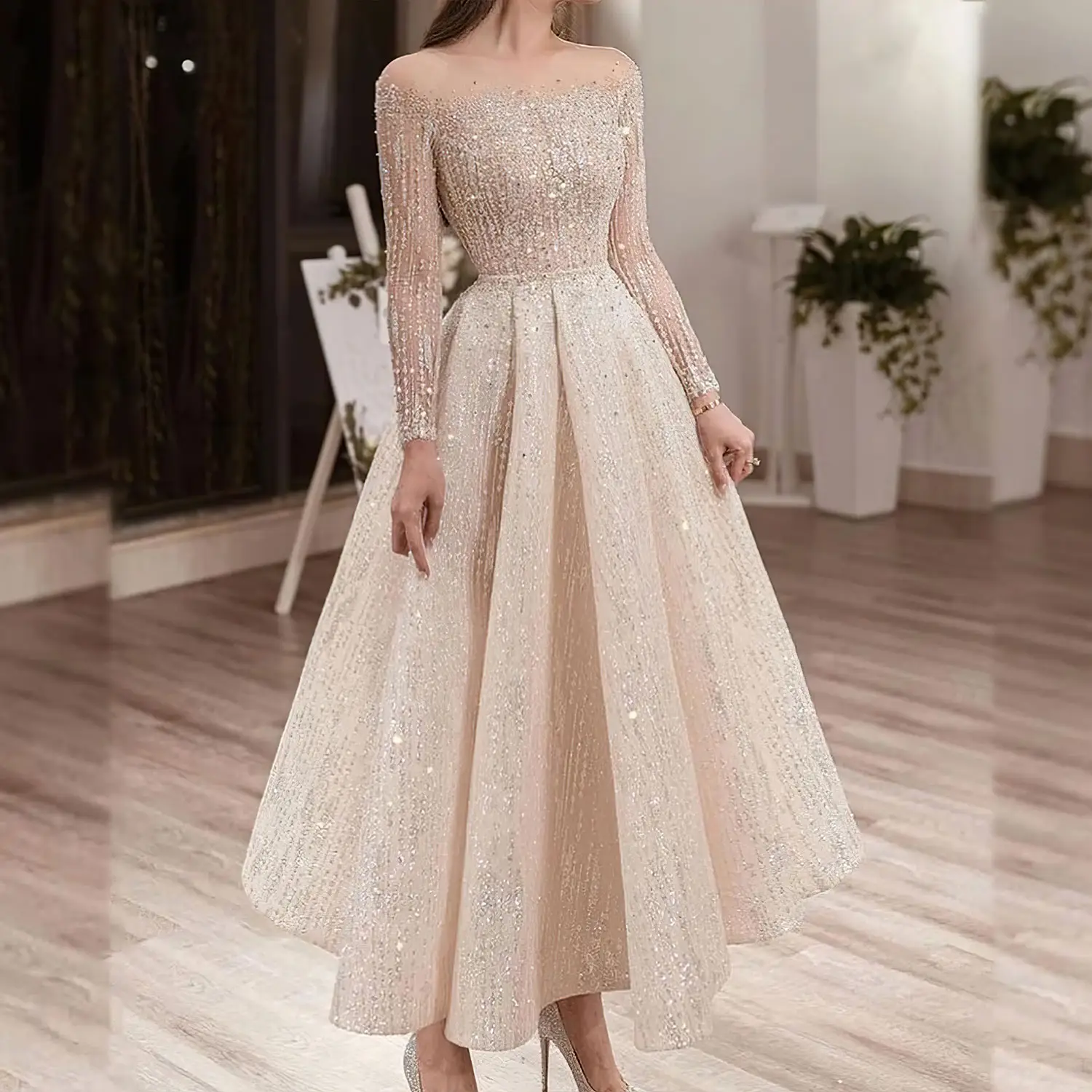 Gelinlik evening dresses woman sequin split trend prom slit evening gown dress elegant Evening dresses.