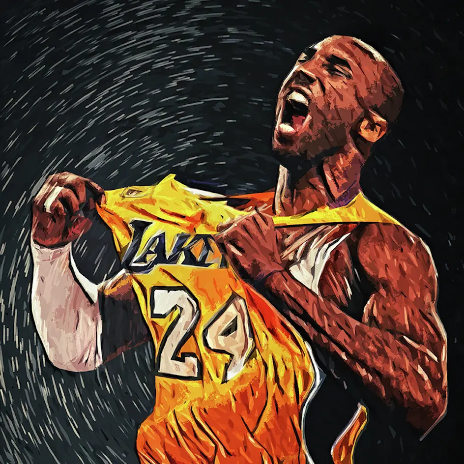Kobe basketball star Fill Hand-drawn Colored Oil Coated Living Room Decoration Hanging Picture