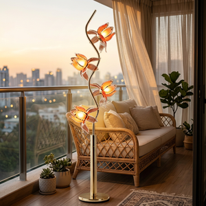 Lotus Flower <b>Floor</b> <b>Lamp</b> <b>for</b> Living Room, Tall Standing Reading <b>Lamp</b> with Curved Flexible Shaft <b>for</b> Bedroom Decor,LED Bulb - Product Image 1