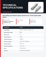 Conector de Cable Hembra de 2 Pines 10A 450V AC EC100-2202-101 IP68 para Iluminación LED de Calle