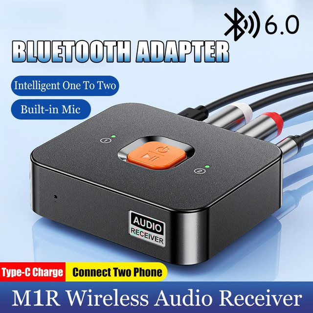 Bluetooth 6.0 Receiver 3.5mm AUX Jack RCA Wireless Adapter Built-in Mic Stereo Music Wireless Adapter for Home Speaker/amplifier