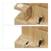 Station de charge pour téléphone en bambou pour plusieurs appareils, station de charge en bois avec support pour montre, organisateur de bureau pour téléphone et montre