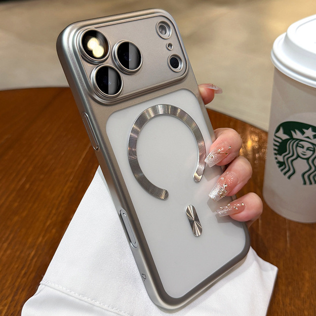 New Electroplated TPU Frosted Magnetic Case for iPhone 17 Pro Max 16 Pro 15 14 13 INS Style Small Camera Holes Protector Covers