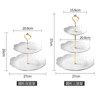 Ensemble de supports à gâteaux à 3 niveaux-Plateau à dessert réglable pour mariage, fête, support d'assiette de service pour le thé de l'après-midi (assemblé)