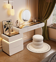 Coiffeuse moderne en bois massif avec 6 tiroirs à fermeture amortie – Meuble de maquillage durable pour chambre et salon